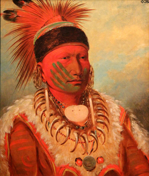White Cloud, Head Chief of the Iowas portrait (1844-5) by George Catlin at National Gallery of Art. Washington, DC.