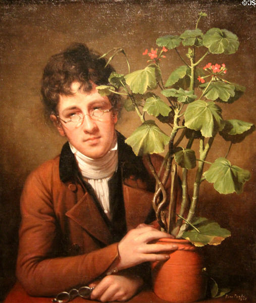 Rubens Peale with a Geranium portrait (1801) by Rembrandt Peale at National Gallery of Art. Washington, DC.