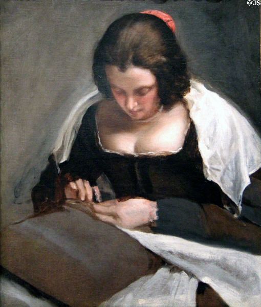The Needlewoman painting (c1640-50) by Diego de Velázquez at National Gallery of Art. Washington, DC.