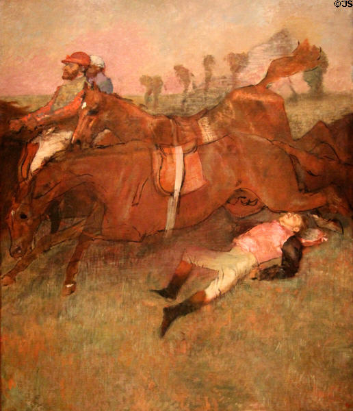 Scene from Steeplechase: Fallen Jockey painting (1866 & 1880) by Edgar Degas at National Gallery of Art. Washington, DC.