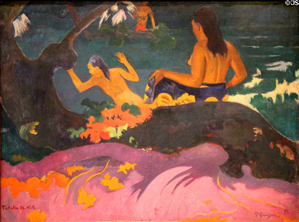 Fatata te Miti (By the Sea) painting (1892) by Paul Gauguin at National Gallery of Art. Washington, DC.
