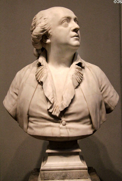Marble bust of Giuseppe Balsamo, Conte di Cagliostro (1786) by Jean-Antoine Houdon at National Gallery of Art. Washington, DC.