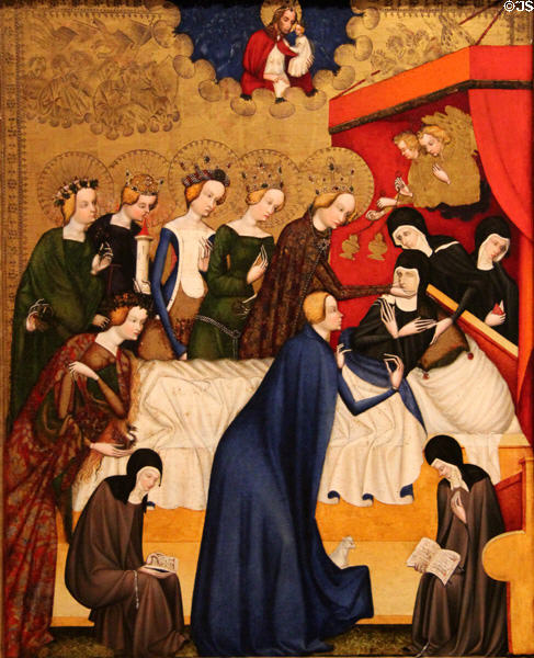 Death of Saint Clare painting (c1400-10) by Master of Heiligenkreuz of Austria at National Gallery of Art. Washington, DC.