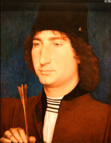 Portrait of a Man with an Arrow painting (1470-5) by Hans Memling at National Gallery of Art. Washington, DC.