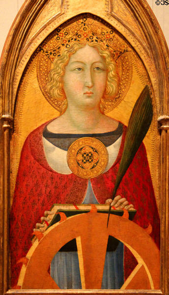 St Catherine of Alexandria painting (c1335) by Ugolino Lorenzetti of Siena at National Gallery of Art. Washington, DC.