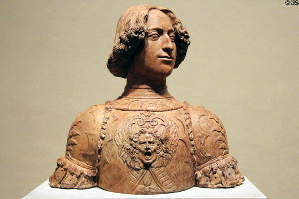 Terracotta bust of Giuliano de' Medici (1475-8) by Andrea del Verrocchio of Florence at National Gallery of Art. Washington, DC.
