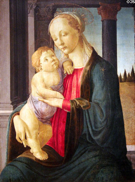 Madonna & Child painting (c1470) by Sandro Botticelli of Florence at National Gallery of Art. Washington, DC.