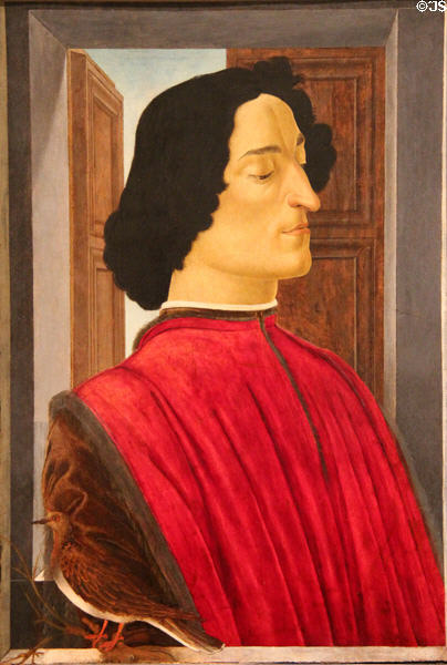 Giuliano de' Medici painting (c1478-80) by Sandro Botticelli of Florence at National Gallery of Art. Washington, DC.