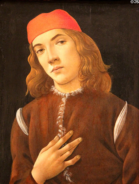 Portrait of a Youth painting (c1482-5) by Sandro Botticelli of Florence at National Gallery of Art. Washington, DC.