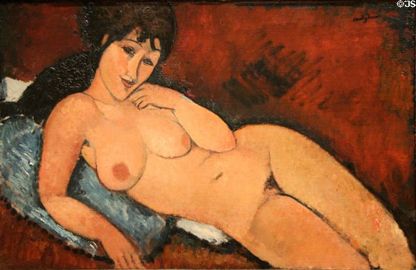 Nude on a Blue Cushion painting (1917) by Amedeo Modigliani at National Gallery of Art. Washington, DC.