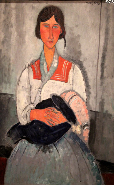 Gypsy Woman with Baby portrait (1919) by Amedeo Modigliani at National Gallery of Art. Washington, DC.