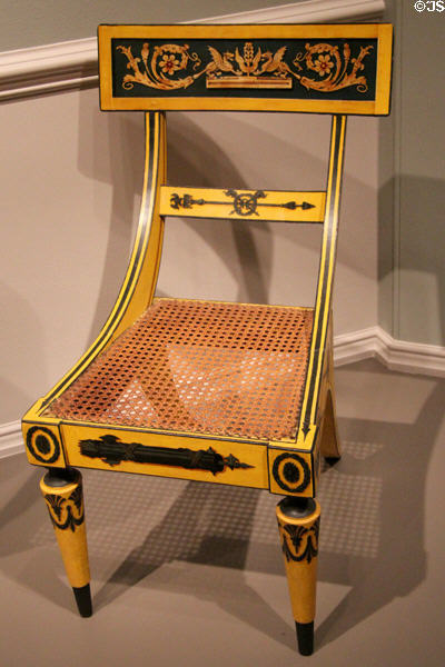 Cane seat sidechair with decorated back (1815-25) attrib. to John Finlay & Hugh Finlay from Baltimore at National Gallery of Art. Washington, DC.
