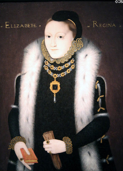 Elizabeth I painting (c1558) by unknown at National Portrait Gallery. Washington, DC.