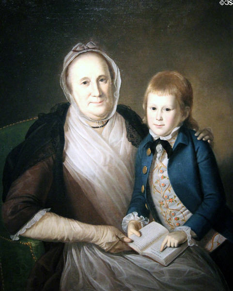 Mrs. James Smith & Grandson painting (1776) by Charles Willson Peale at Smithsonian American Art Museum. Washington, DC.