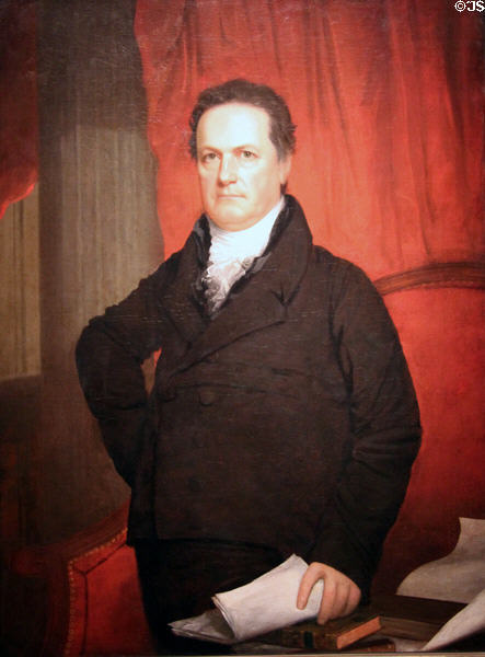 DeWitt Clinton, force behind Erie Canal portrait (c1816) by John Wesley Jarvis at National Portrait Gallery. Washington, DC.