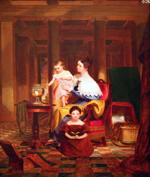 Goldfish Bowl (Mrs. Richard Cary Morse & Family) painting (c1835) by Samuel F.B. Morse at Smithsonian American Art Museum. Washington, DC.
