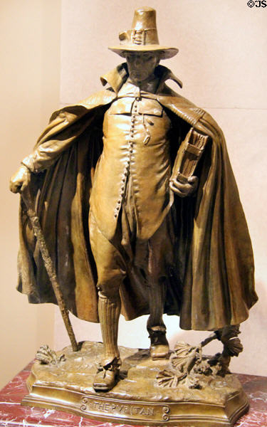 The Puritan reduction bronze statue (c1899) by Augustus Saint-Gaudens at Smithsonian American Art Museum. Washington, DC.