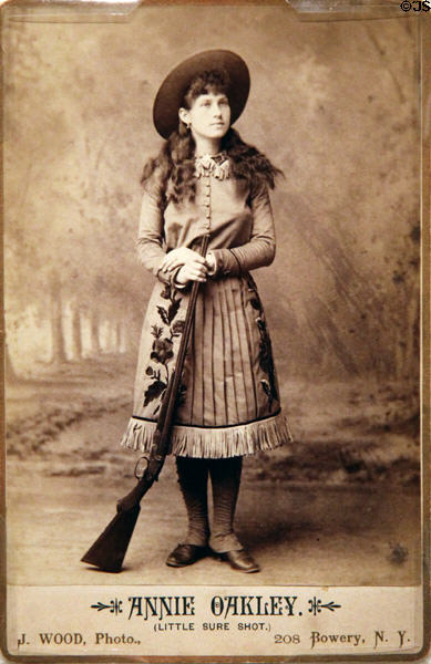 Annie Oakley photo (c1885) by John Wood at National Portrait Gallery. Washington, DC.