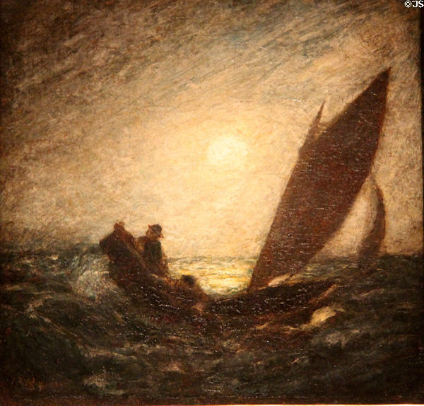 With Sloping Mast & Dipping Prow painting (1880-5) by Albert Pinkham Ryder at Smithsonian American Art Museum. Washington, DC.
