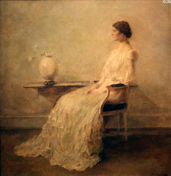Lady in White painting (c1910) by Thomas Wilmer Dewing at Smithsonian American Art Museum. Washington, DC.