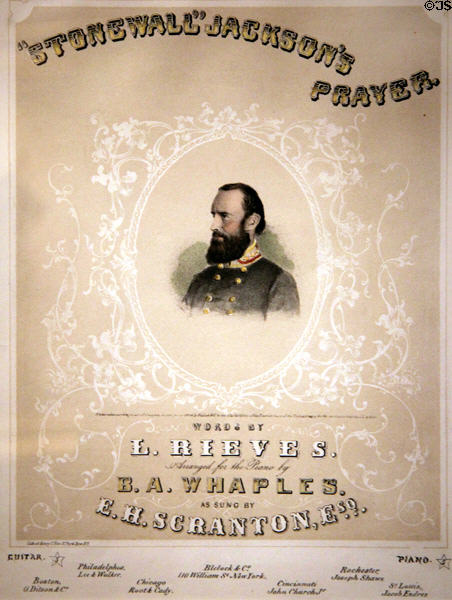 Confederate General "Stonewall" Jackson's Prayer music sheet lithograph (1864) by Henry C. Eno at National Portrait Gallery. Washington, DC.