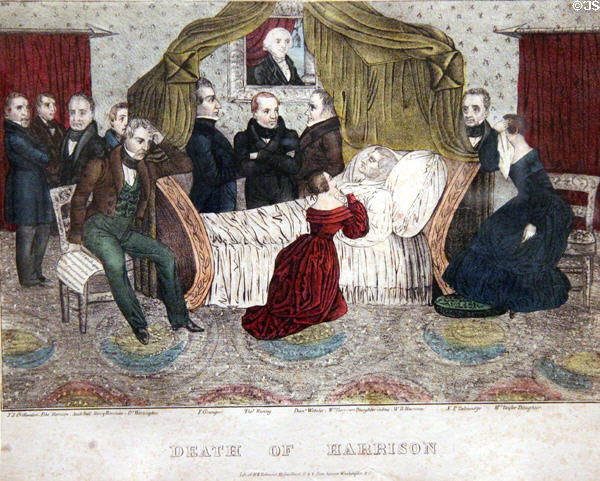 Death of William Henry Harrison graphic (1841) by Henry R. Robinson at National Portrait Gallery. Washington, DC.