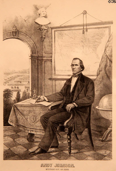 Andrew Johnson lithograph (c1862) by Ehrgott & Forbriger Lithography Co. at National Portrait Gallery. Washington, DC.