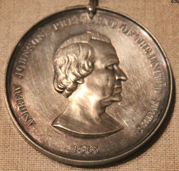 Andrew Johnson silver medal (1865) by Anthony C. Paquet at National Portrait Gallery. Washington, DC.