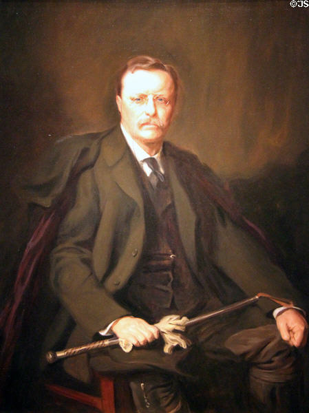 Theodore Roosevelt portrait (1967 after 1908 original) by Adrian Lamb after Philip de Lászlo at National Portrait Gallery. Washington, DC.