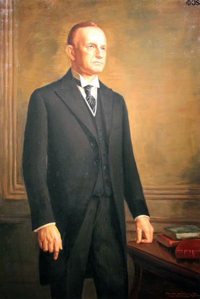 Calvin Coolidge portrait (1956) by Joseph E. Burgess after Ercole Cartotto at National Portrait Gallery. Washington, DC.