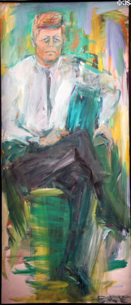 John Fitzgerald Kennedy portrait (1963) by Elaine de Kooning at National Portrait Gallery. Washington, DC.