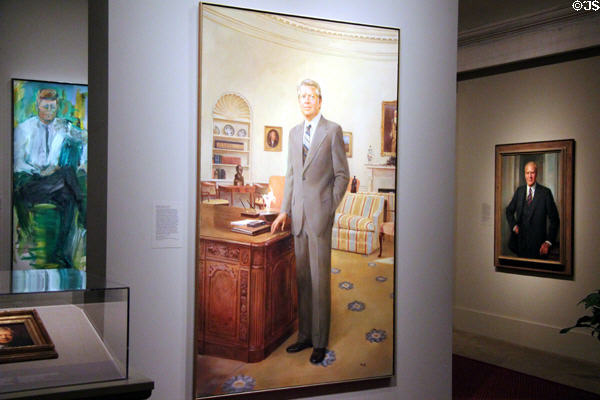 Gallery of recent Presidential paintings at National Portrait Gallery. Washington, DC.