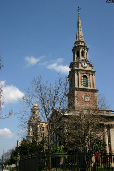 All Souls Unitarian Church & National Baptist Memorial spires (on 16th St. NW at Harvard St.). Washington, DC.