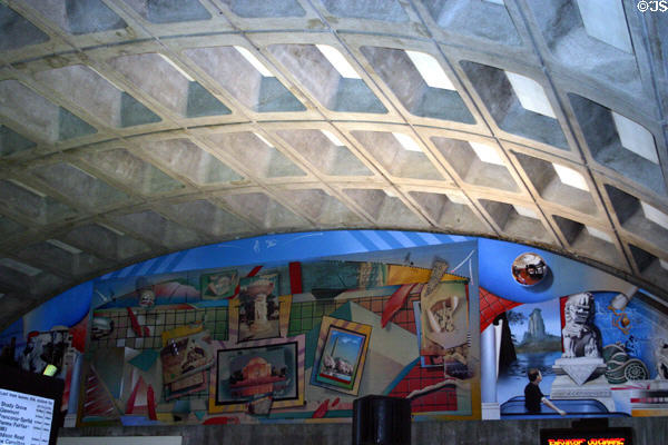 Metro Center Station mural of scenes of Washington by G. Byron Peck (2000). Washington, DC.