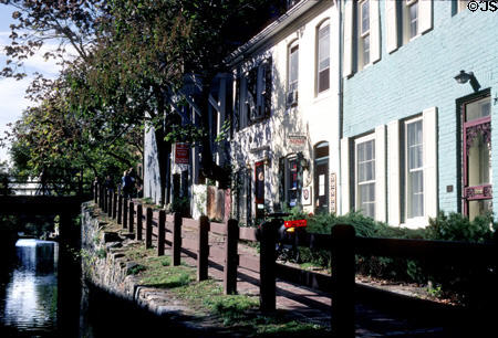 Georgetown houses beside Chesapeake & Ohio Canal. Washington, DC.