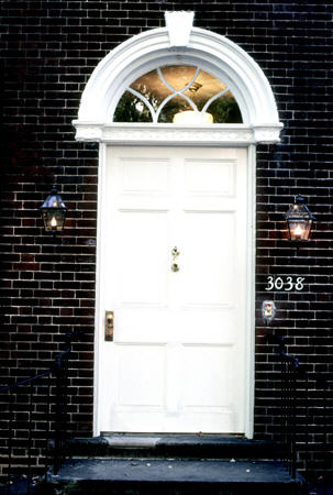 Doorway of former Ambassador Harriman home (early 19thC) (3038 N St. NW, Georgetown). Washington, DC.