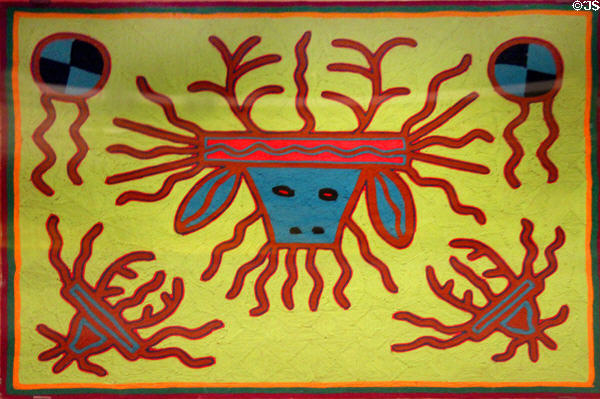 Wixarika yarn painting (c1965) from Durango, Mexico at National Museum of the American Indian. Washington, DC.