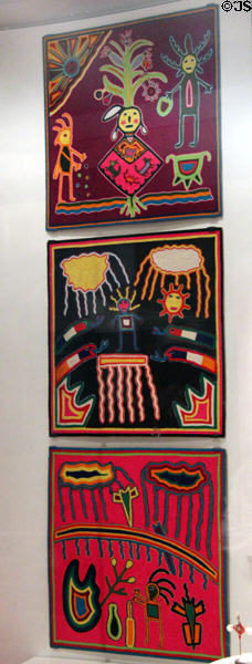 Wixarika yarn paintings (c1965) by Reymundo de las Rosas from Durango, Mexico at National Museum of the American Indian. Washington, DC.