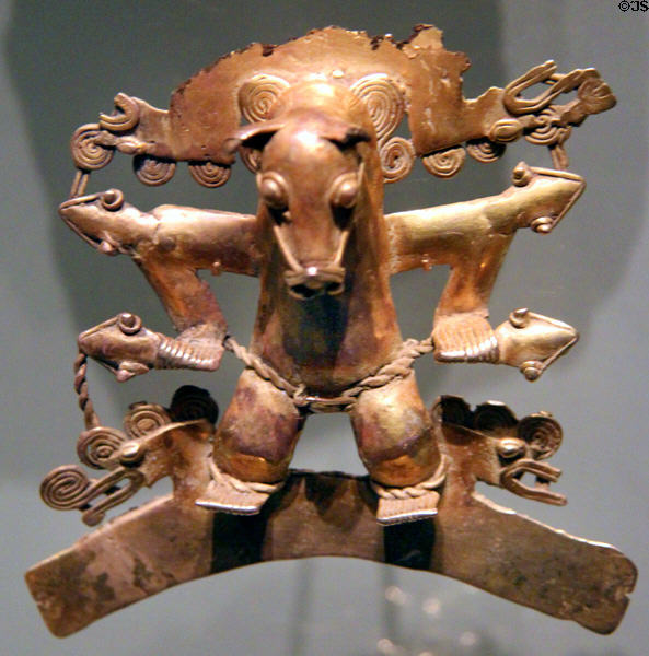 Gold jaguar ornament (800-1200) from Costa Rica at National Museum of the American Indian. Washington, DC.