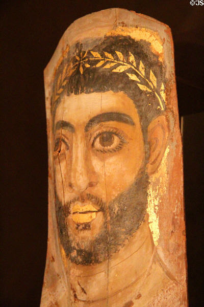 Egyptian mummy portrait in Roman style on wood (2nd-3rd C) at Dumbarton Oaks Museum. Washington, DC.