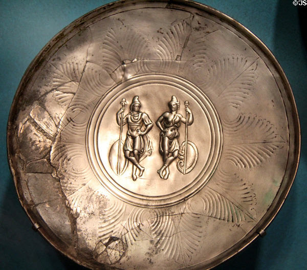 Early Byzantine silver plate with paired figures of Hippolytos & Hippolyte (?) (late 5th-6thC) at Dumbarton Oaks Museum. Washington, DC.
