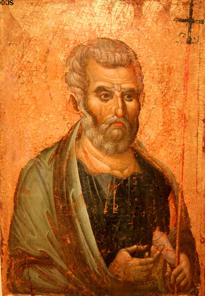 Late Byzantine tempera painting of St Peter (early 14thC) at Dumbarton Oaks Museum. Washington, DC.