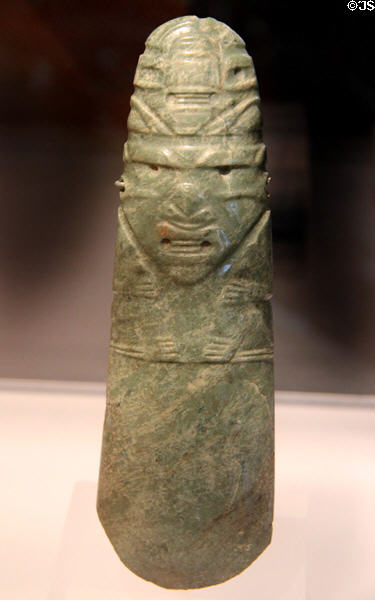 Guanacaste-Nicoya jadeite axe-god pendant (500 BCE-500 CE) from Costa Rica at Dumbarton Oaks Museum. Washington, DC.