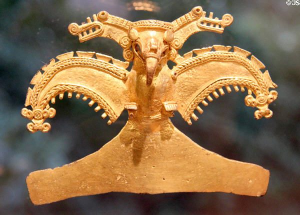 Veraguas gold eagle pendant (700-1500) from Costa Rica at Dumbarton Oaks Museum. Washington, DC.