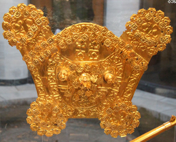 Chimú gold pectoral (900-1470) from Peru at Dumbarton Oaks Museum. Washington, DC.