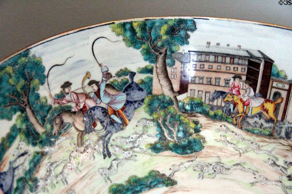 Detail of Chinese export punch bowl from estate of Martha Washington at Tudor Place. Washington, DC.