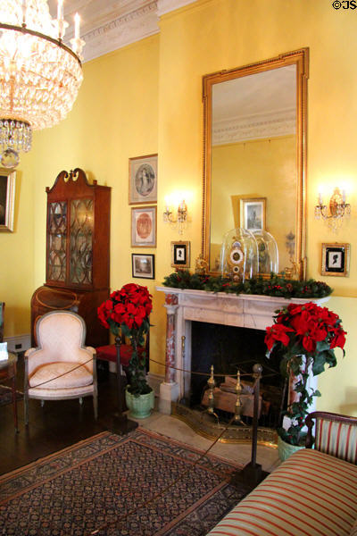 Drawing room fireplace & mirror at Tudor Place. Washington, DC.