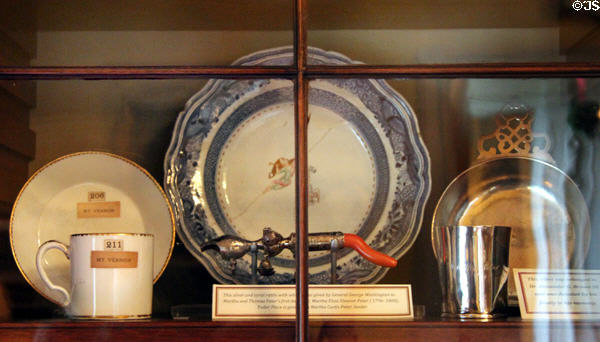 Objects from Mt. Vernon obtained by Thomas Peter who handled estate of Martha Washington at Tudor Place. Washington, DC.