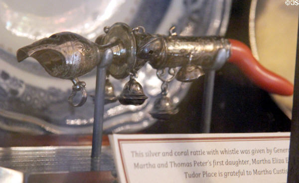 Baby rattle given by George & Martha Washington to daughter of Martha Parke Curtis at Tudor Place. Washington, DC.