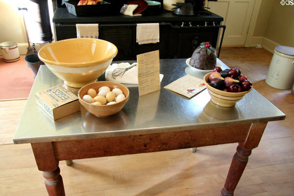 Work table in kitchen at Tudor Place. Washington, DC.